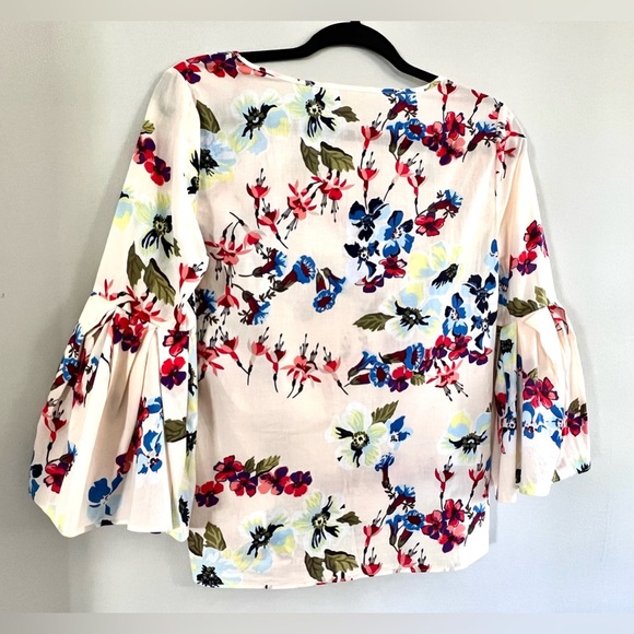 Jane & Delancey Boho Cream Floral 3/4 Bell Sleeve Blouse Size XS - Picture 13 of 13